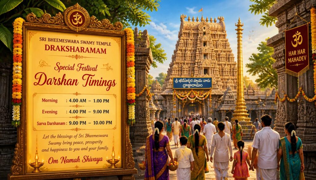 Special Festival Darshan Timings at Draksharamam Temple