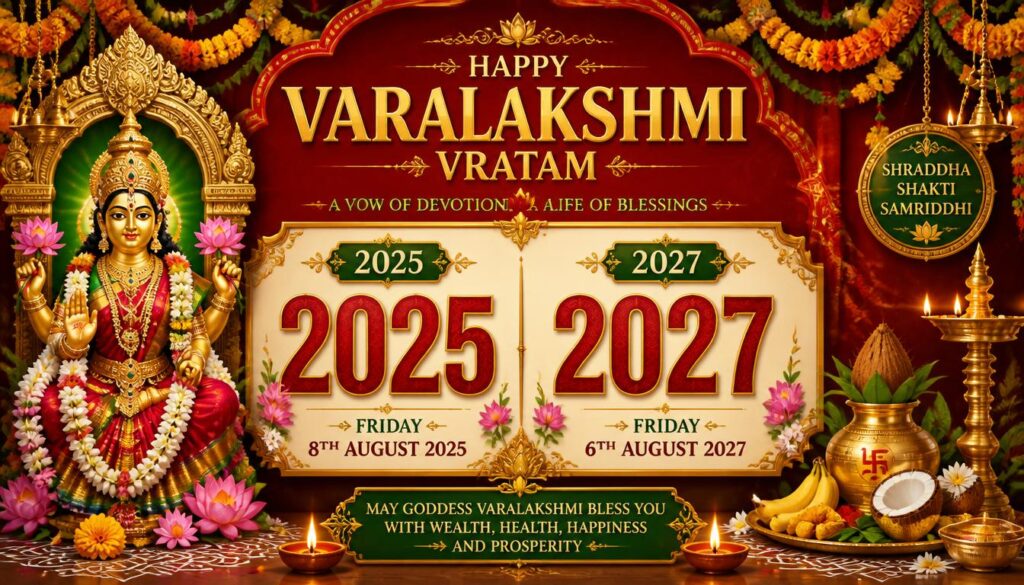 Varalakshmi Vratam 2025 and 2027 Dates