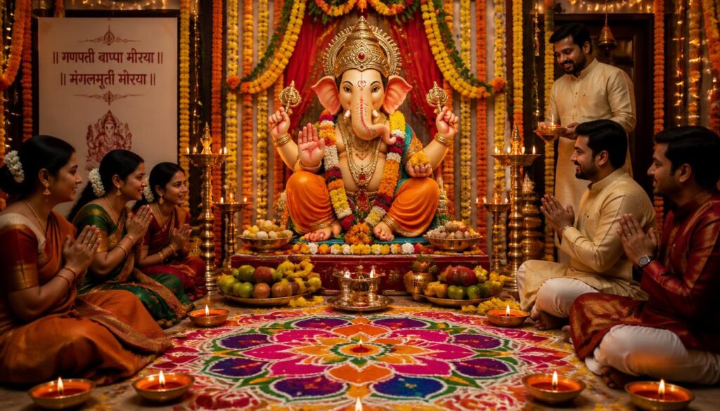 Ganapati Sthapana and the First Day of Ganeshotsav 