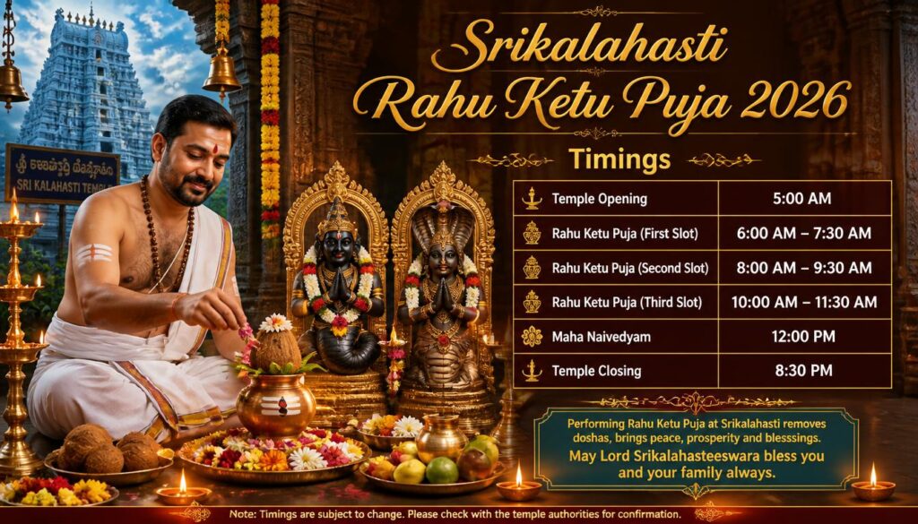 Srikalahasti Rahu Ketu Puja 2026 Timings