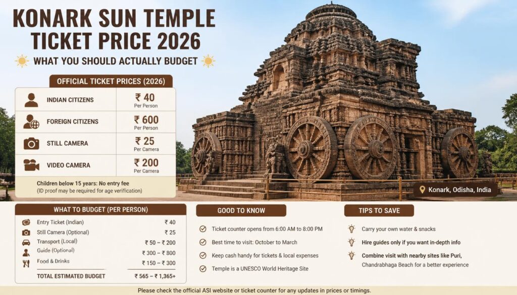 Konark Sun Temple Ticket Price 2026