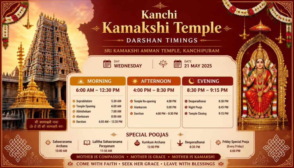 Kanchi Kamakshi Temple Darshan Timings