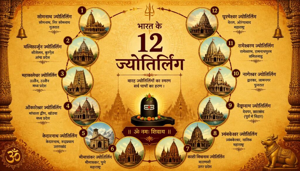 The 12 Jyotirlingas in India