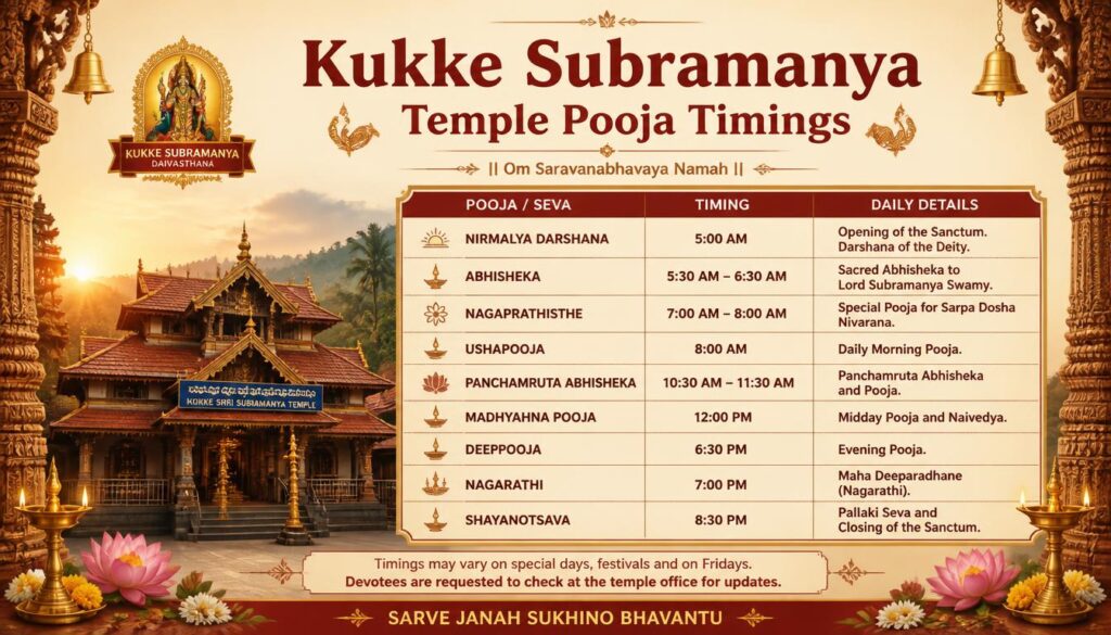 Kukke Subramanya Temple Pooja Timings