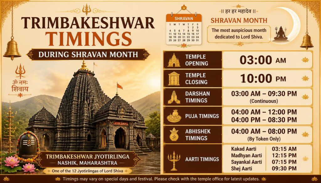 Trimbakeshwar Timings During Shravan Month