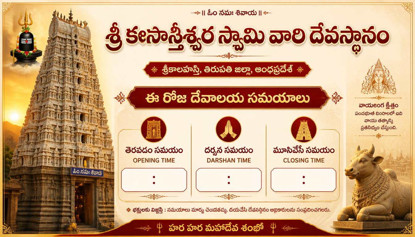 Sri Kalahasteeswara Temple Timings Today