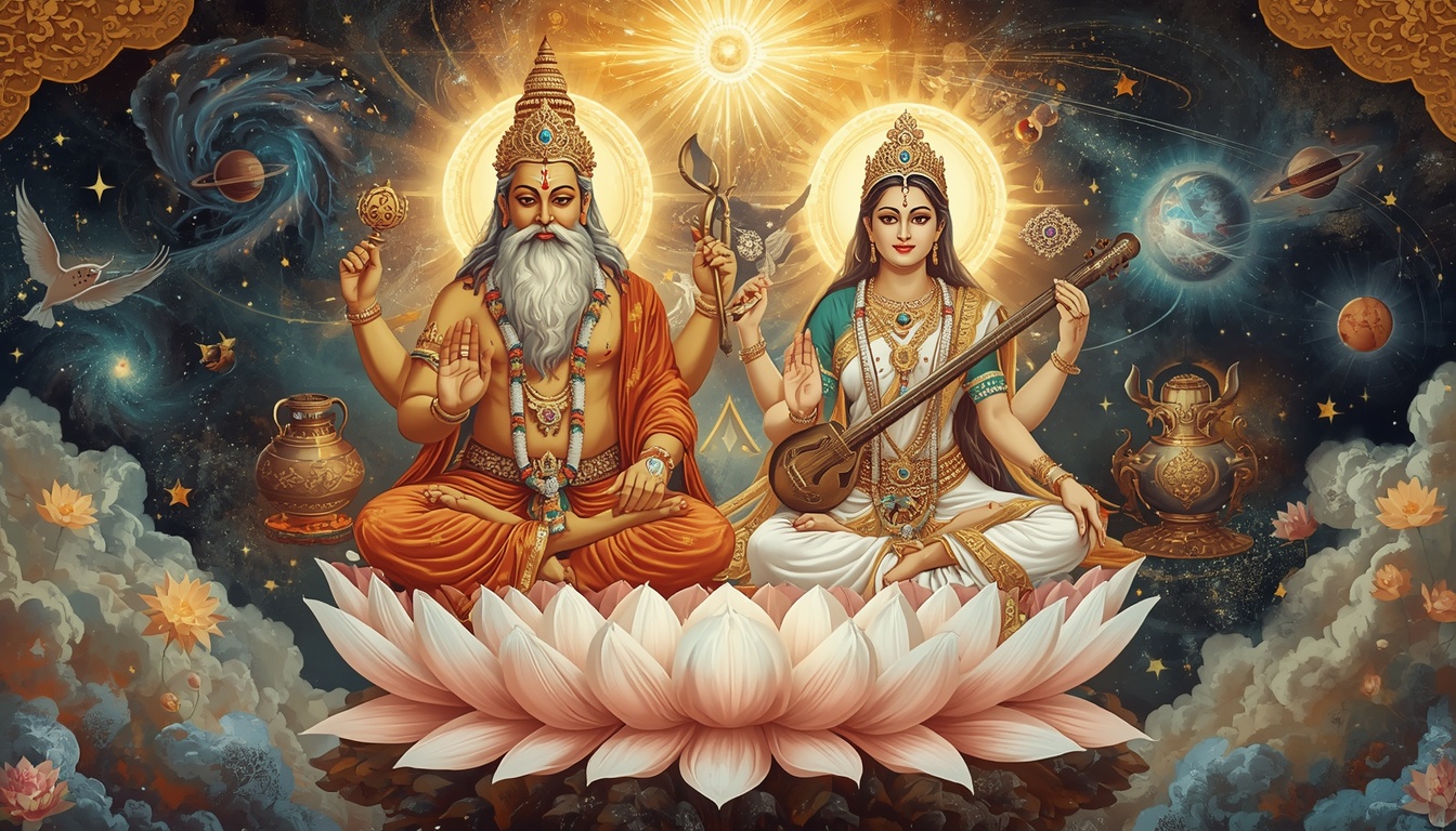 Brahma and Saraswati in Hindu Creation Traditions
